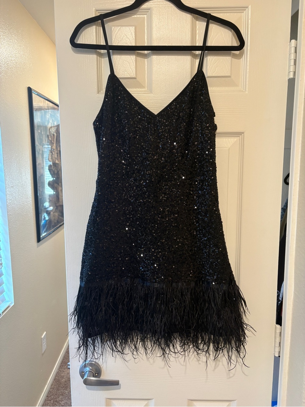Lulus Black Sequin Fringe Mini Dress - Women's Evening Dress - Picture 2 of 4